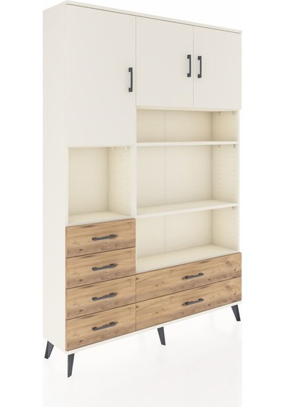 Arges Dolap 9 Raflı 6 Çekmeceli 3 Kapaklı 132x30x195 Aytaşı-aytaşı/çam Aytası/atlas Çam