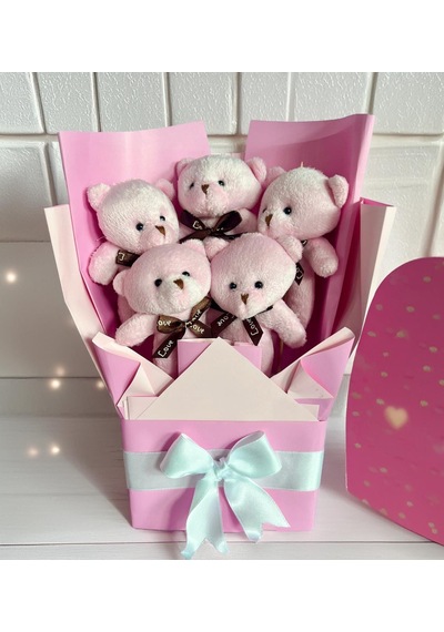 Mezuniyet Hediyesi: Mezun Peluş Ayıcık & Pembe Ayıcık Buketi