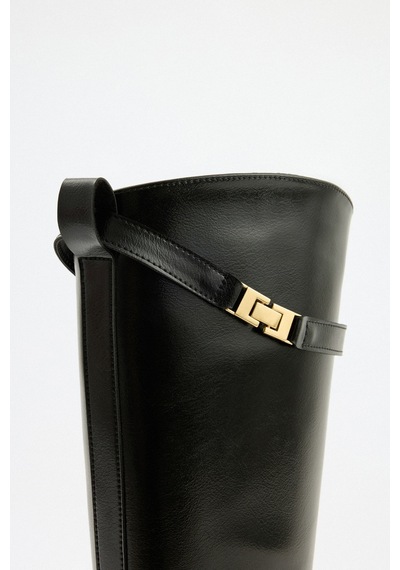 Lutvelizade Çizme 2520 Gold Aksesuar Detaylı Siyah Kadın Çizme