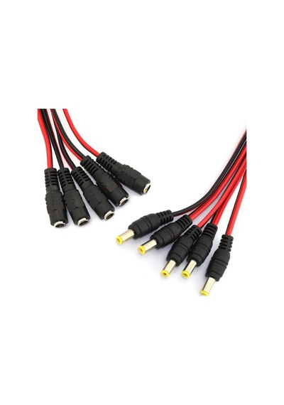 2.1 Dişi-erkek Led Birleştirme Kablosu 15cm Adaptör Jack Fişi Ve Kamera Kablosu 5 Takım