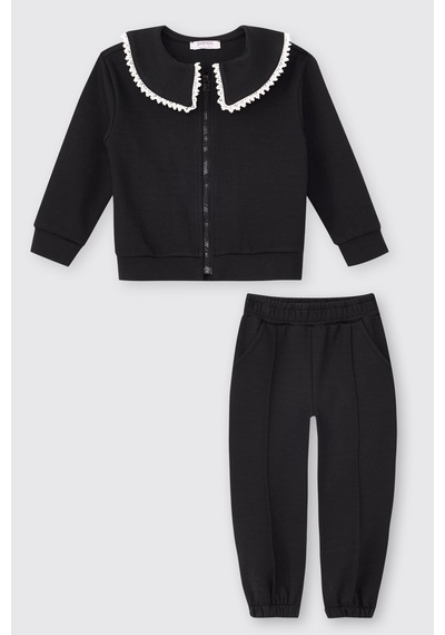 Panço Kız Bebek Fermuarlı Sweatshirt Ve Beli Lastikli 2'li Lacivert Eşofman Takımı 2621gb17002
