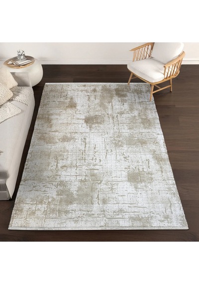 Bespoky Runner 5007a Soyut Salon Halısı Dijital Baskı Kaymaz Krem