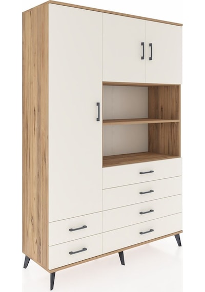 Hyperion Dolap 8 Raflı 6 Çekmeceli 3 Kapaklı 132x44x195 Çam-a... Çam Hyperion Dolap 8 Raflı 6 Çekmeceli 3 Kapaklı 132x44x195 Çam-a... Çam