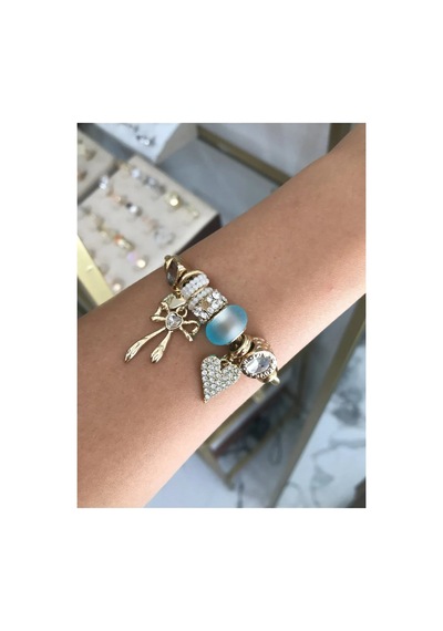 Taşlı ,kalpli Ve Mavi Detaylı Charm Model Bileklik Çok Renkli