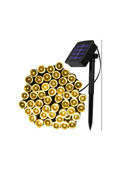 Sge Teknoloji Güneş Enerjili 100 Led 12 Metre Sarı Renk Bahçe Ayd Çok Renkli