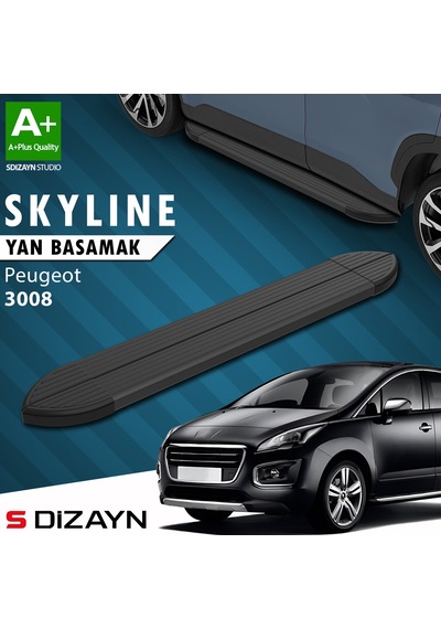 S-dizayn Peugeot 3008 Skyline Siyah Yan Basamak 183 Cm 2009-2013 A+ Kalite