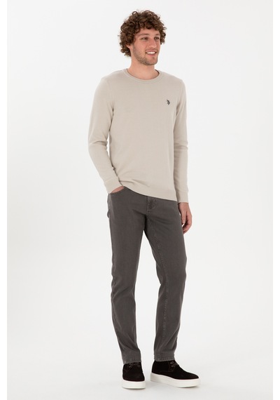 U.S. Polo Assn.  Erkek Slim Fit Bisiklet Yaka Taş Basic Kazak 50313713-VR049