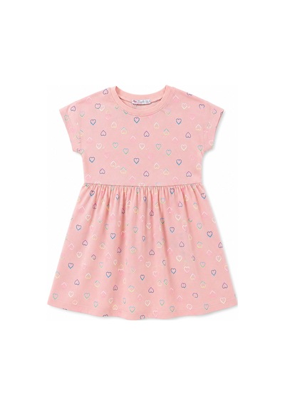 Babyhola 5-8 Yaş Kız Çocuk %100 Pamuk Yazlık Penye Elbise 09362 Somon