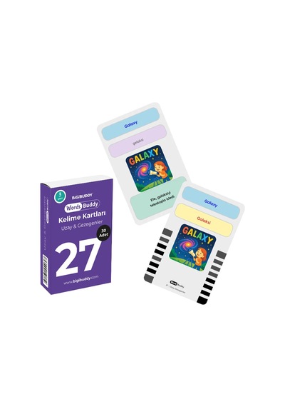 Bigibuddy WordsBuddy Çocuklar İçin Türkçe İngilizce Doğa ve Uzay Paketi 90 Kart 3'lü Set (Cihaz Hariç)