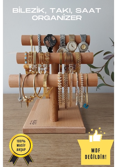 Bilezik Bileklik Saat Takı Organizer Ahşap Askısı 20cm Takı Standı Askılık Takı Aksesuar Düzenleyici