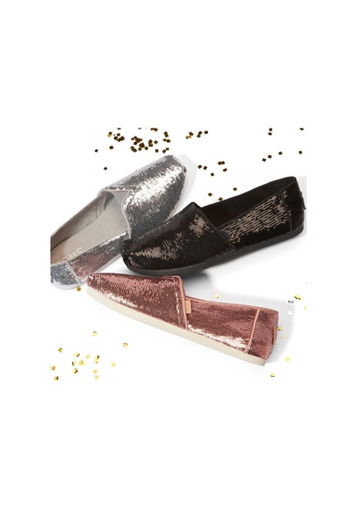 10022614 Black Metallic Sequins Babet Kadın 10022607 10022614 Toms Alpargata Classic 10022614 Black Metallic Sequins