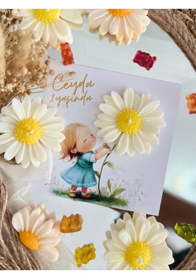 Bernami Mumluk Şamdanpinterest 20 Adet Özel Tasarlanmış Kart Ve Papatya Mum. Doğum Günü, Baby Shower, Bebek Doğum Hediyelik Diğer