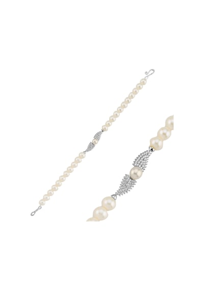6,5 Mm Su Yolu Taşlı Doğal İnci Bileklik 18 Cm / Beyaz Beyaz Beyaz Altın