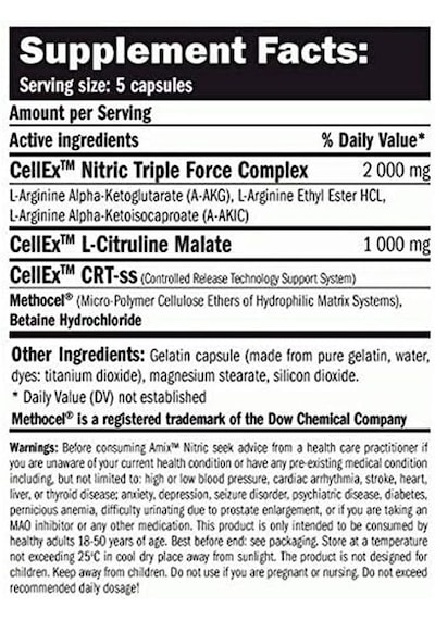 Amix Nitric Oxide Arginine Booster 350 Caps Aromasız