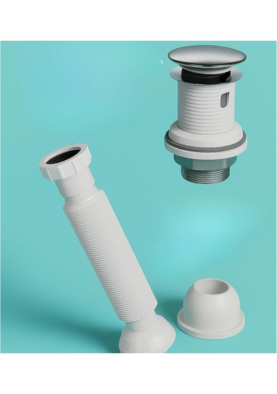Pop-up Lavabo Sifon Seti Körüklü Tahliye Ve Adaptör Conta Dahil, Kolay Montaj Ve Standart Uyu