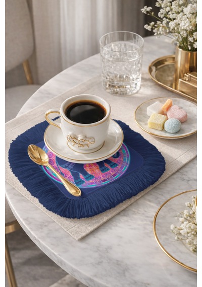Mandala Fil Motifli Saçaklı Sunum Peçetesi - Hint Bohem Etnik Lacivert Turuncu Bardak Altlığı Mendil Yağmur Koyu Bej Mandala Fil Motifli Saçaklı Sunum Peçetesi - Hint Bohem Etnik Lacivert Turuncu Bardak Altlığı Mendil Yağmur Koyu Bej
