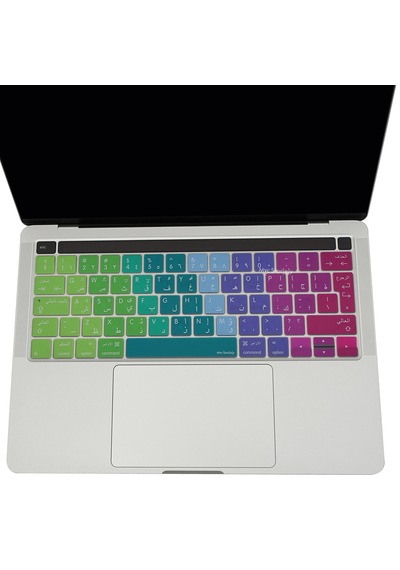 Arapça Klavye Apple Uyumlu MacBook Pro Koruyucu Touchbar'lı A1706 A1989 A2159 A1707 A1990 Uk Enter Dazzle Pembe Yeşil