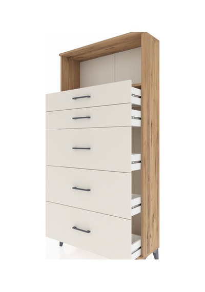 Arges Dolap Tek Raflı 5 Çekmeceli 88x30x182 Çam-aytaşı Atlas Çam