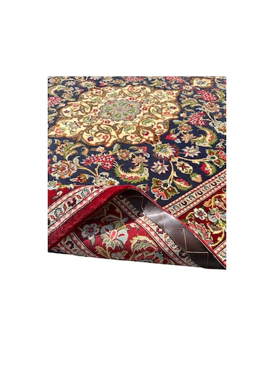 El Dokuma İran Kum Halısı 140x210 Kırmızı Lacivert %100 Yün Halı Lacivert