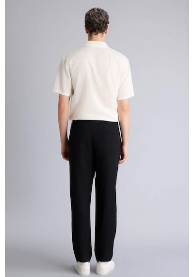 Defacto Relax Fıt Kısa Paça Keten Görünümlü Pantolon E4790ax26smbk27 Siyah-bk27
