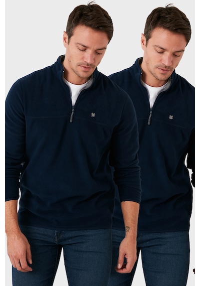 Buratti Slim Fit Anti-Pilling Tüylenme Yapmayan Bato Yaka Şardonlu 2'Li Paket Erkek Polar 5906001S2 Lacivert-Lacivert