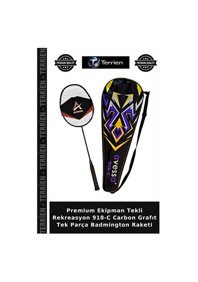 Premium Ekipman Tekli Rekreasyon 918-c Carbon Grafıt Tek Parça Badmington Raketi