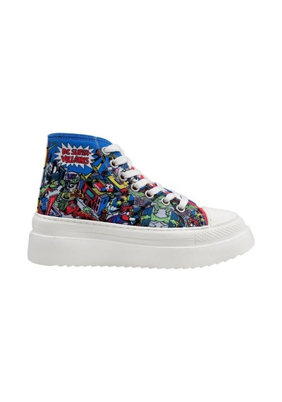 Kadın Vegan Çok Renkli Kalın Taban High Sneakers - Warner Bros Dc Villains Tasarım