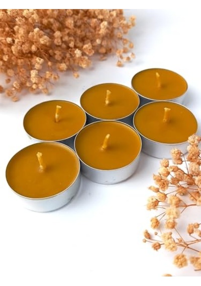 6 Adet Tealight Mum Doğal Petek Balmumu Mum Standart Boy Diğer