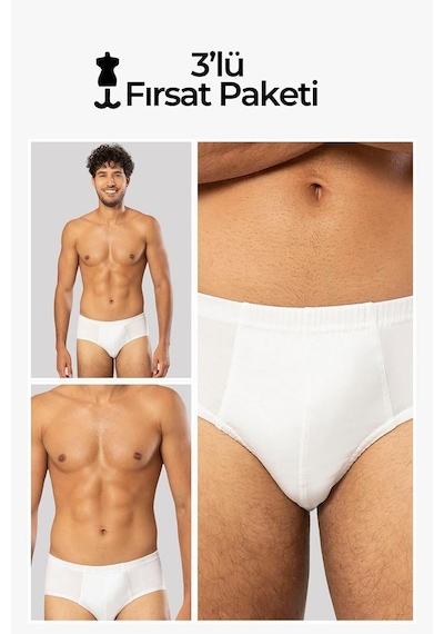 Erdem Beyaz 3'lü Penye Slip 13003 Beyaz