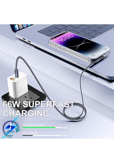 Tuti Süper Hızlı 60w Pd Type-c Şarj Ve Data Kablosu - Dayanıklı Örgülü Tasarım Vertical Yatay K Standart