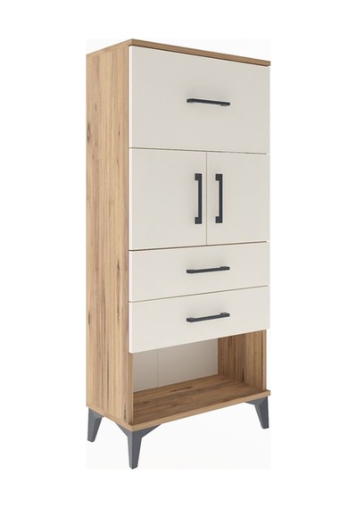 Arges Dolap Tek Raflı 3 Çekmeceli 2 Kapaklı 60x30x134 Çam-aytaşı Atlas Çam