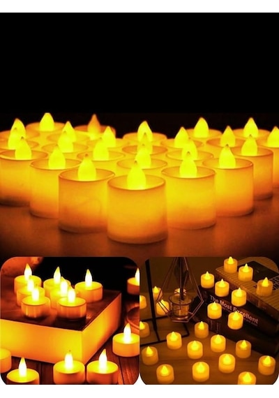 Rkmstore Tealight Led Mum 24 Lü Sarı Işıklı Dumansız Pilli Mum Seti Piller Dahil Diğer