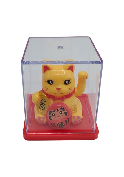 Maneki Neko El Sallayan Mini Şans Kedisi Krem Solar Güneş Enerjili 5x5cm S4krm04