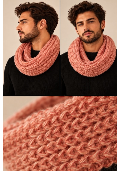 Boldy Örme Boyunluk Triko Atkı Somon Unisex (528295206)