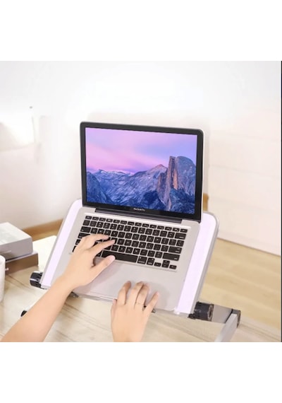 Soğutuculu Yükseklik Ayarlı Laptop Standı Çalışma Masası Laptop Yükseltici Fanlı Tüm Laptoplar İle Uyumlu