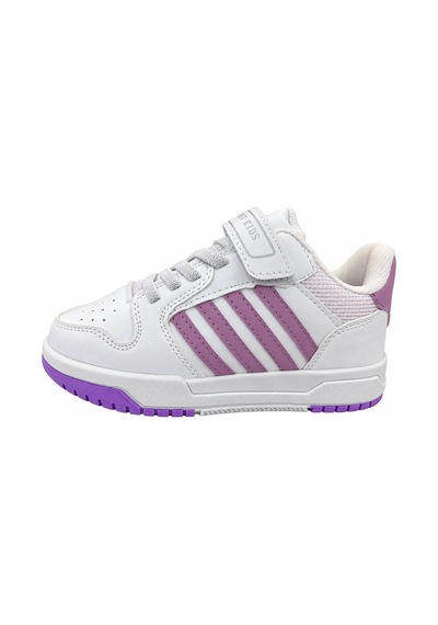 Papucumun Dünyası Çocuk Bağcıklı Cırt Cırtlı Kolay Giyimli Günlük Spor Ayakkabı Sneaker Beyaz - Lila