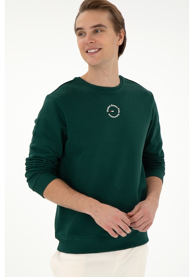 U.S. Polo Assn. Erkek Regular Fit Bisiklet Yaka Koyu Yeşil Sweatshirt 50293436-VR079