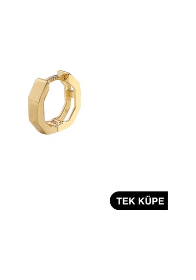 Goldkupe 14 Ayar Altıgen Tek Minik Halka Altın Küpe 0,66 Gr-6324