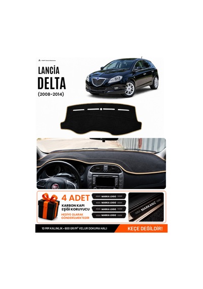 Lancia Delta 2008-2014 Uyumlu Torpido Koruma, Torpido Örtüsü, Torpido Kılıfı - Siyah-bej - Ln001