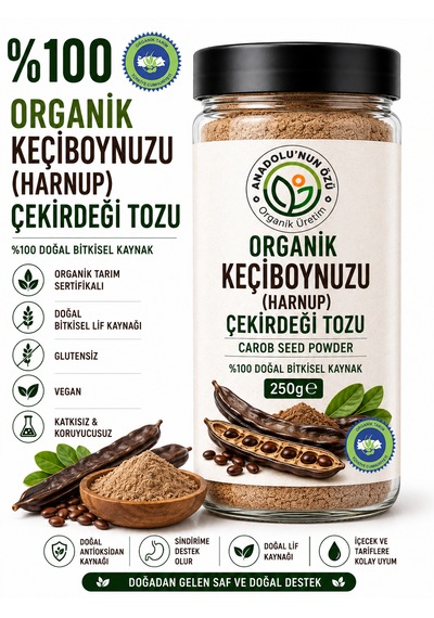 Harnup Unu 250 Gr Organik Keçiboynuzu Tozu Organik Katkısız Yoğun Aromalı Glutensiz Lif Ve Mineral Kaynağı