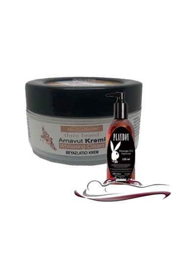 Three Brand Whitening Cream 3 Adet Arnavut Kremi 50ml Aklık Kremi Ile 120ml Playboy Masaj Yağı