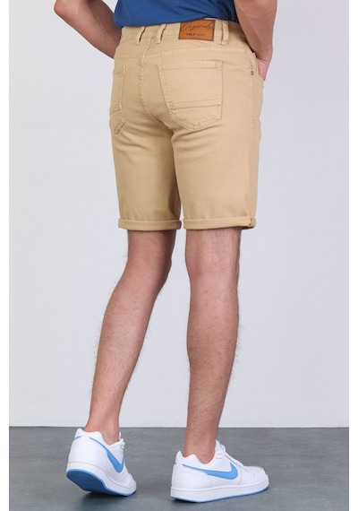 HLT Jeans Erkek Bej Slim Kesim Comfort Likralı Esnek Jeans Şort Thomas-Bej 001