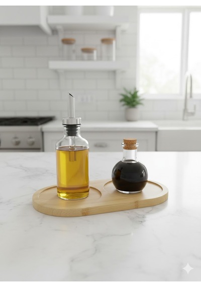 Bambu Yağdanlık Altlığı - Minimalist Ve Çok Yönlü Bambu Oval Altlık Açık Kahverengi