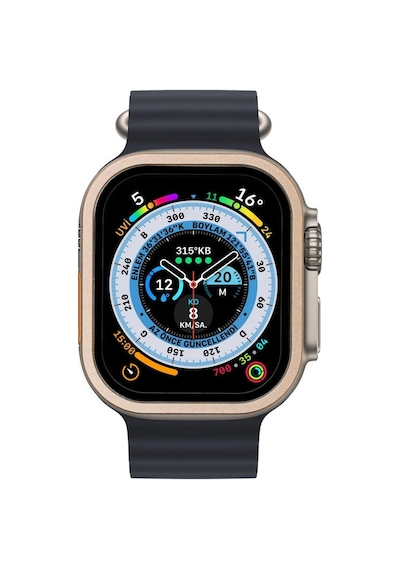 Watch Ultra 49mm Alüminyum Kasa Cam Ekran Koruyucu - Gold - 100