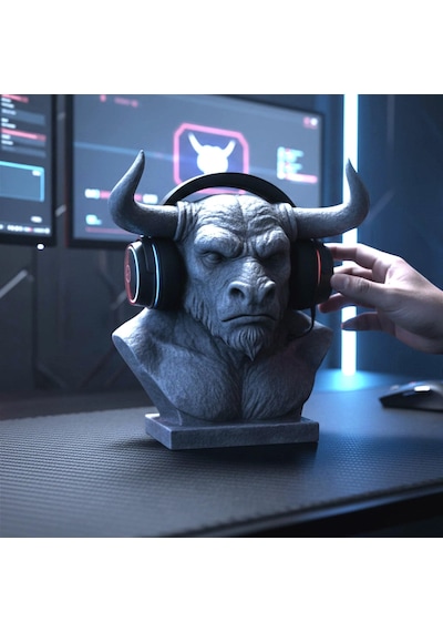 Happy3dworld Minotor Büstü Kulaklık Standı, 3d Baskı Mitoloji Gaming Dekor