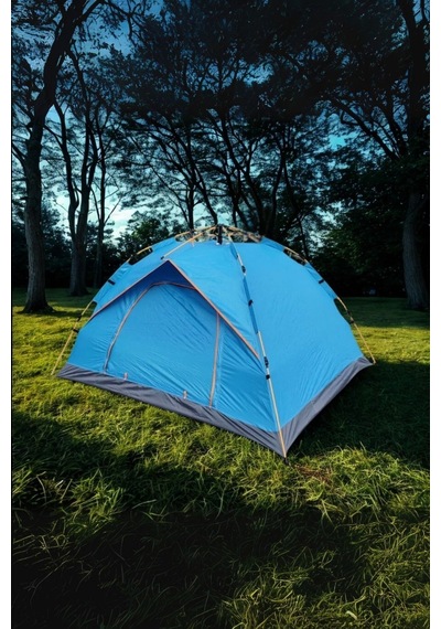 4 Kişilik Tam Otomatik Kurulum Dayanaklı Gölgelikli Kamp Çadırı 2 Kapılı-sineklikli 200x200x135 Cm Çok Renkli