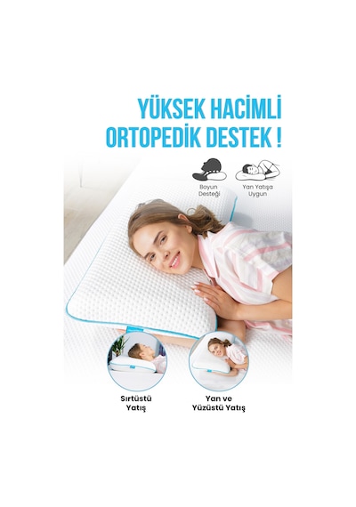 Viscofoam Lüks Boyun Destekli Ortopedik Yastık Visco Yastık 60x40x11cm