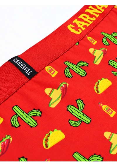 Carnaval Socks Texas Desenli Erkek Boxer Pamuklu Likralı Parlak Lastikli Kutulu Kırmızı Çoklu
