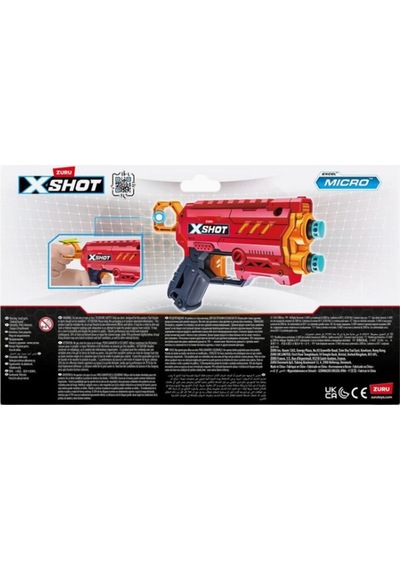 X-shot Excel Micro 2.0 2 Li Paket , Kompakt Dart Tabancası Nerf, Oyuncak Tabanca Kırmızı