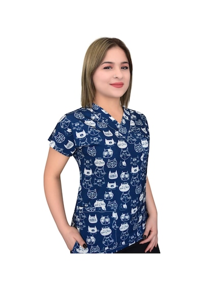 Unisex Lacivert Kedili Doktor Hemşire Hastane Üst Forma Greys Lacivert Beyaz Lacivert Beyaz